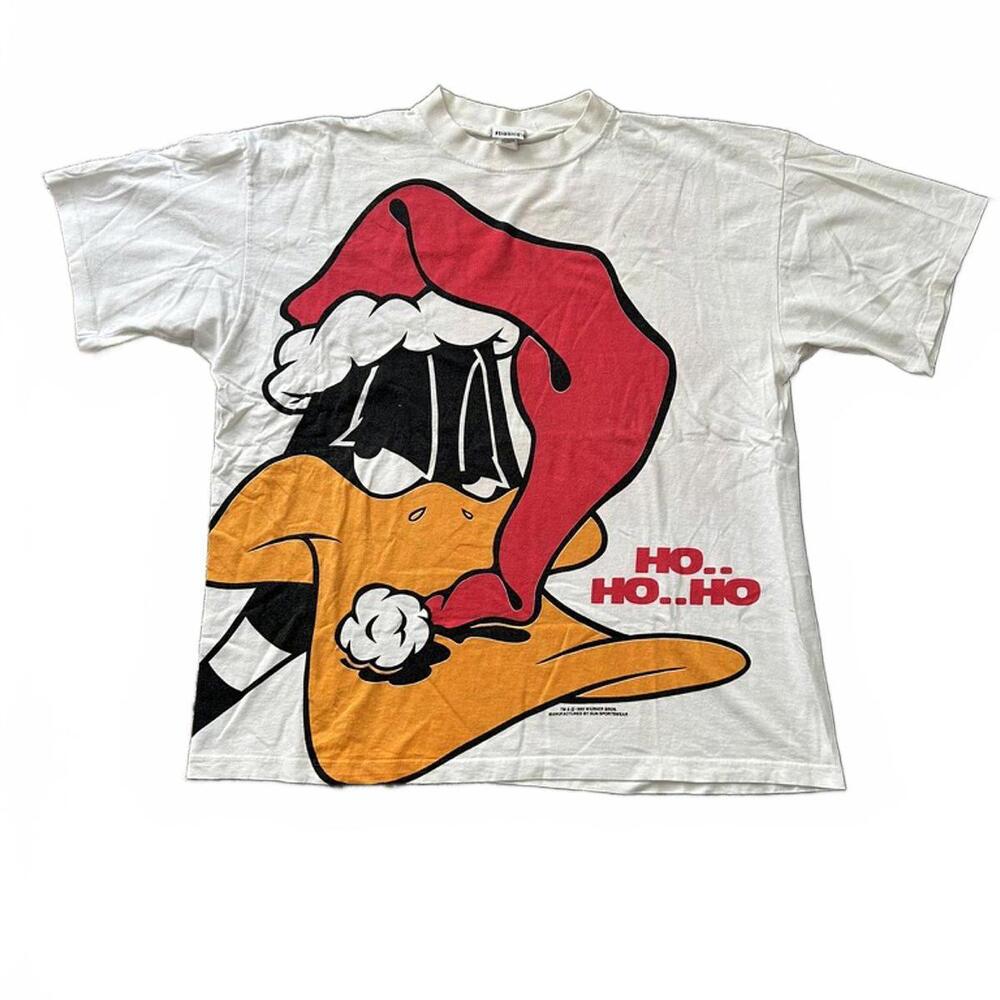 Vintage 1993 Warner Bros Daffy Duck Christmas T-Shirt